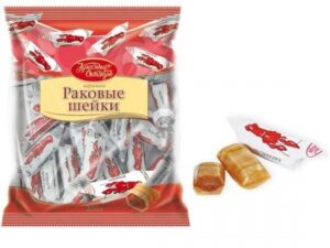 карамель Раковые шейки с шок.-орех. нач. 250 гр.*10шт. ц/уп (Красный Октябрь)