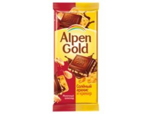 Шоколад'Alpen Gold'молочный с соленым арахисом и крекером 90г. 1*20шт.