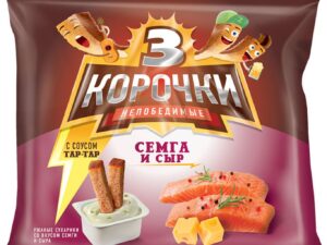 Сухарики 'Три корочки' в ас-те 60г.+20-25 мл. соус внутри 1*30шт.