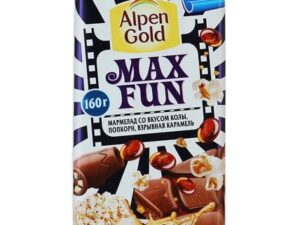 Шоколад'Alpen Gold' МАX FAN 160г.*15шт.мармелад со вкусом колы,попкорн,взрывной карамелью