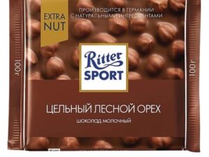 Шоколад Риттер Спорт экстранат молочный 'Цельный лесной орех' 100г*10шт