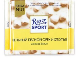 Шоколад Риттер Спорт экстранат белый 'Цельный лесной орех и хлопья' 100г*10шт.