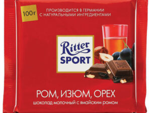 Шоколад Риттер Спорт молочный ром-изюм-орех100г*12шт