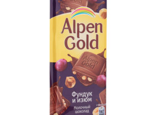 Шоколад'Alpen Gold' молочный изюм-фундук 90г 1*20шт.