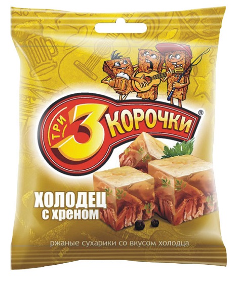 Сухарики 'Три корочки' холодец-хрен 40г*60шт.