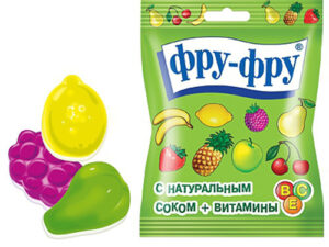 Мармелад жев ФРУ-ФРУ 'Азбука' с натуральным соком 30г.*24шт. (зелен.)