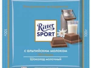 Шоколад Риттер Спорт с альпийским молоком 100г*12шт