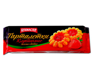 Печенье сдобное 'Клубничные тарталетки' 240г.*18шт. (Кухмастер)