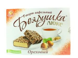 Торт вафельный 'Боярушка люкс' Ореховый (6 порций) 230г*12шт. (КФ 'Славянка')