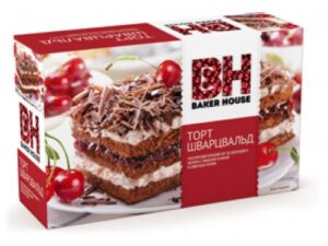 Торт бисквитный (ШВАРЦВАЛЬД) Вишня трехслойный 350г.8шт. 'Baker House' (Раменский К.К.)