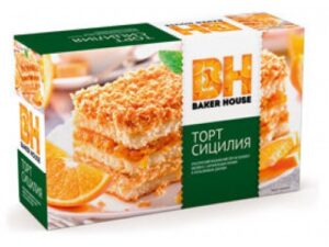 Торт бисквитный (СИЦИЛИЯ) Апельсин трехслойный 350г.*8шт. 'Baker House' (Раменский К.К.)